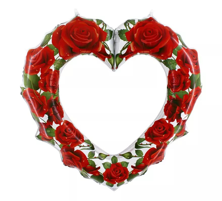 Translation missing: en.Globo Foil Metalizado Forma Corazón con Rosas Rojas de 106 cm