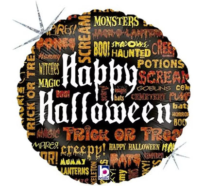 Globo Foil Metalizado Frases de Halloween de 45 cm