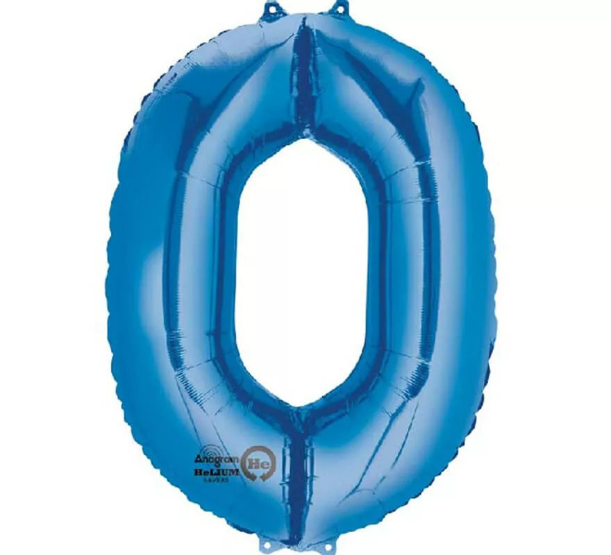 Translation missing: en.Globo metalizado Azul número 0 de 86 cm de altura