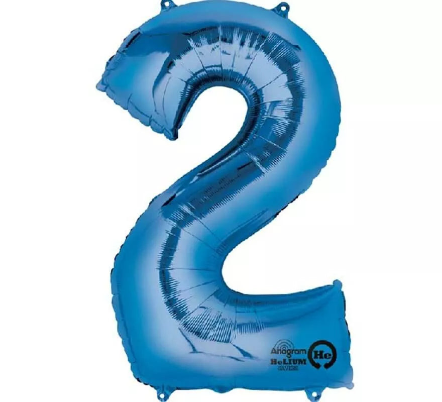 Translation missing: en.Globo metalizado Azul número 2 de 86 cm de altura