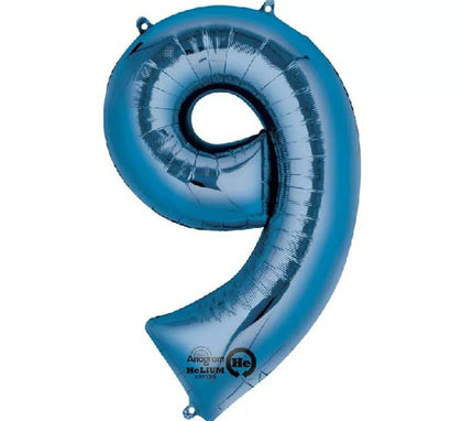 Globo metalizado Azul número 9 de 86 cm de altura