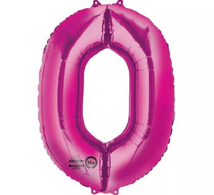 Globo metalizado Fucsia número 0 de 86 cm de altura