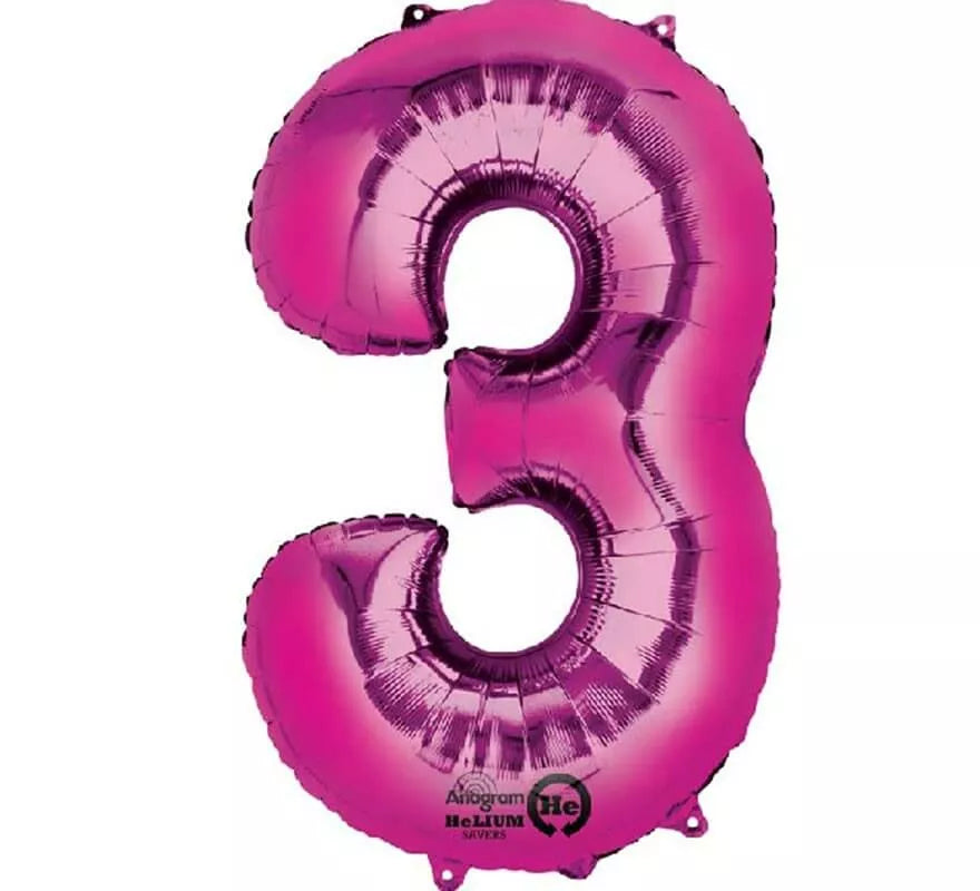 Translation missing: en.Globo metalizado Fucsia número 3 de 86 cm de altura