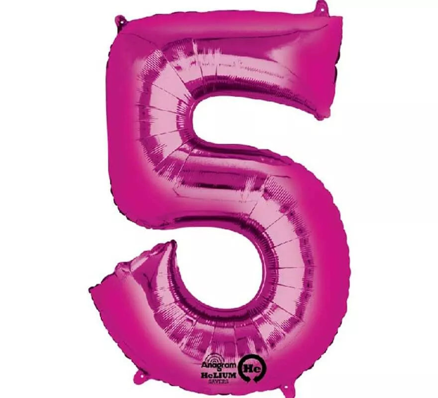 Translation missing: en.Globo metalizado Fucsia número 5 de 86 cm de altura