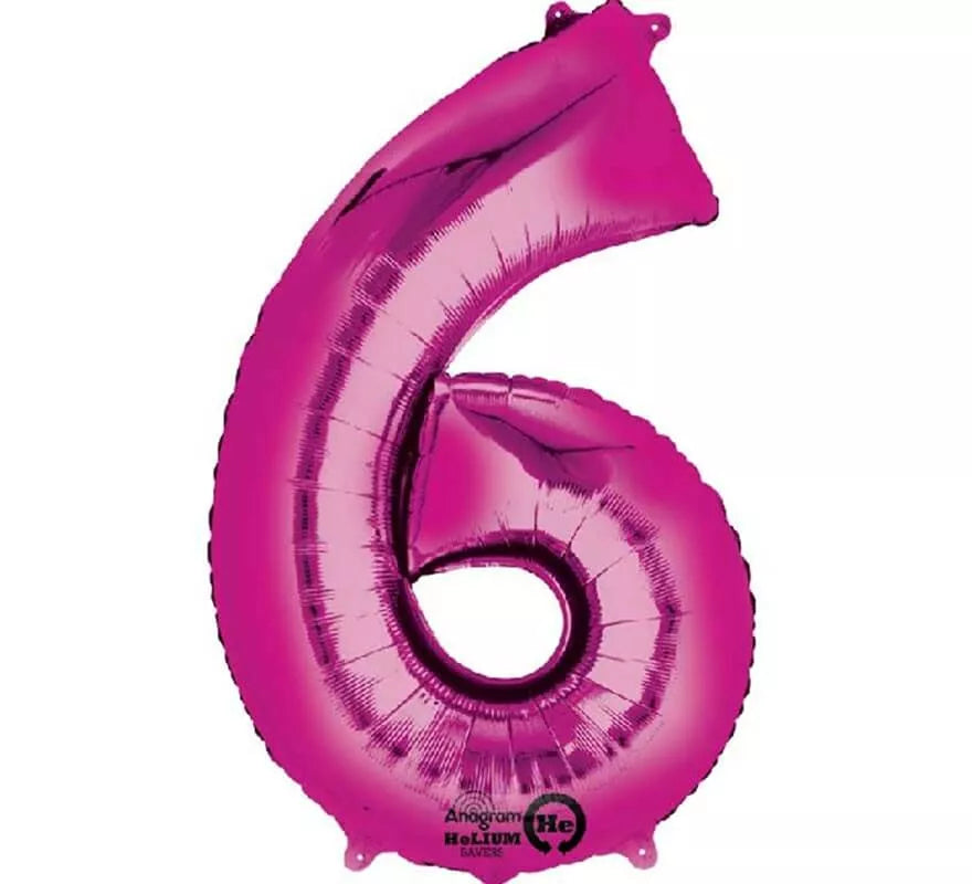 Globo metalizado Fucsia número 6 de 86 cm de altura