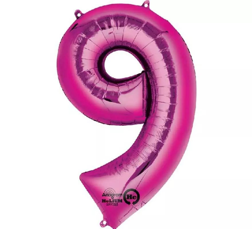 Translation missing: en.Globo metalizado Fucsia número 9 de 86 cm de altura