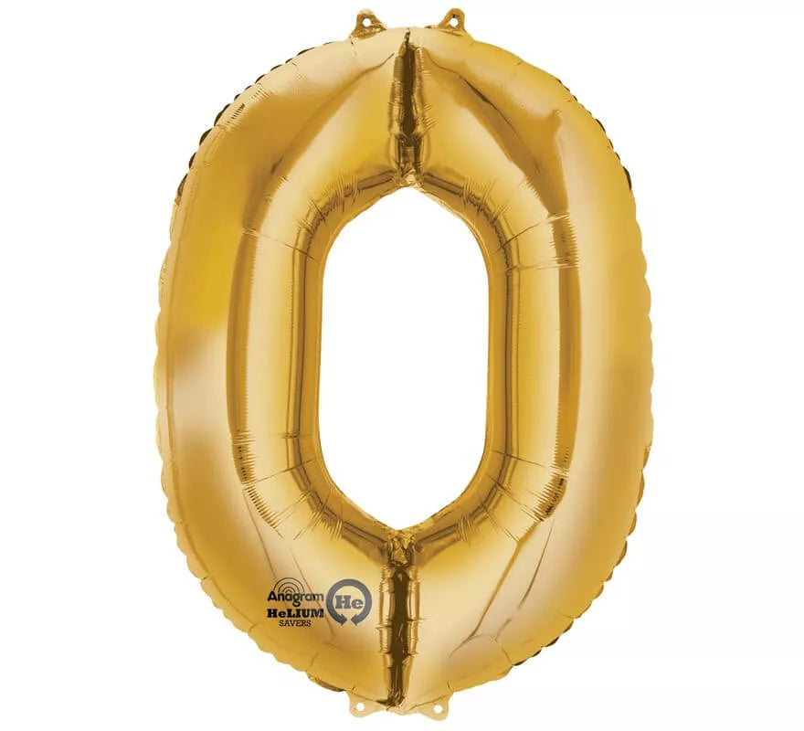 Globo metalizado Oro número 0 de 86 cm de altura