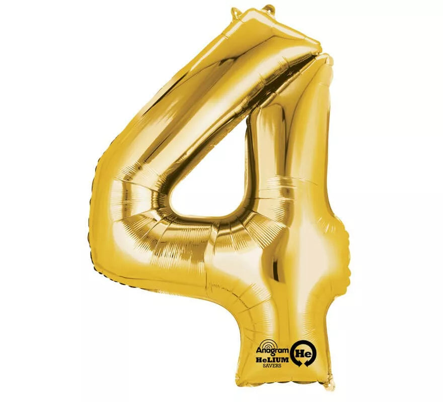 Translation missing: en.Globo metalizado Oro número 4 de 86 cm de altura