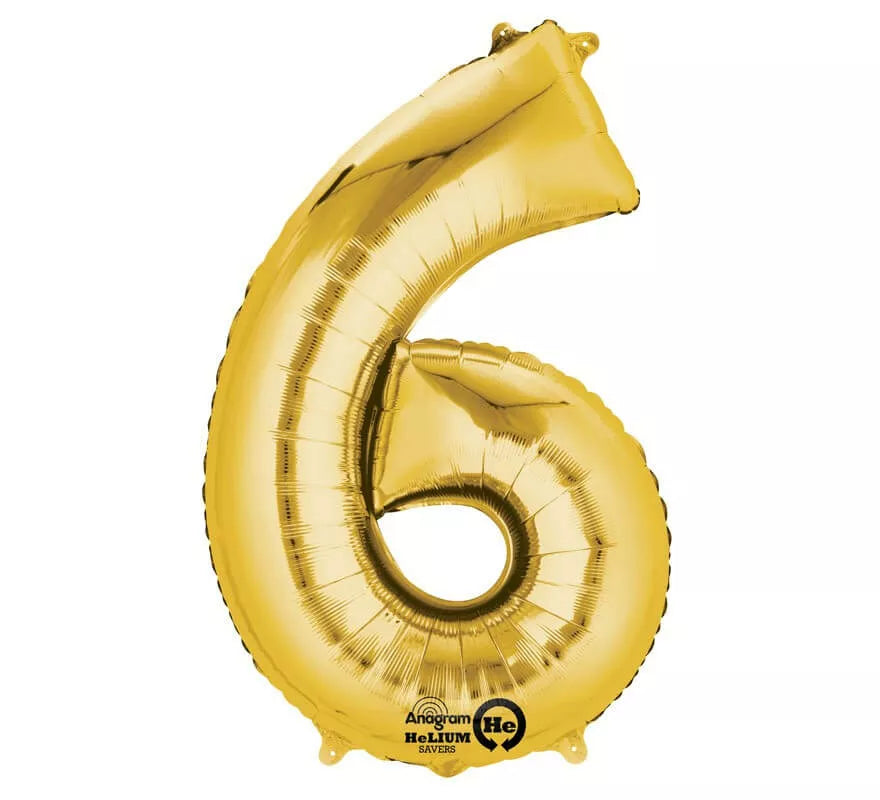 Globo metalizado Oro número 6 de 86 cm de altura