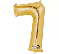 Gold metallic balloon number 7, 86 cm high