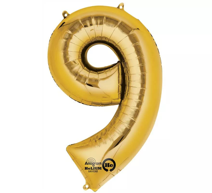 Translation missing: en.Globo metalizado Oro número 9 de 86 cm de altura