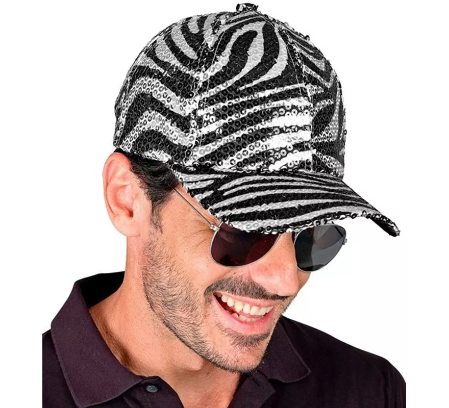 Translation missing: en.Gorra Animal Print Cebra con Lentejuelas