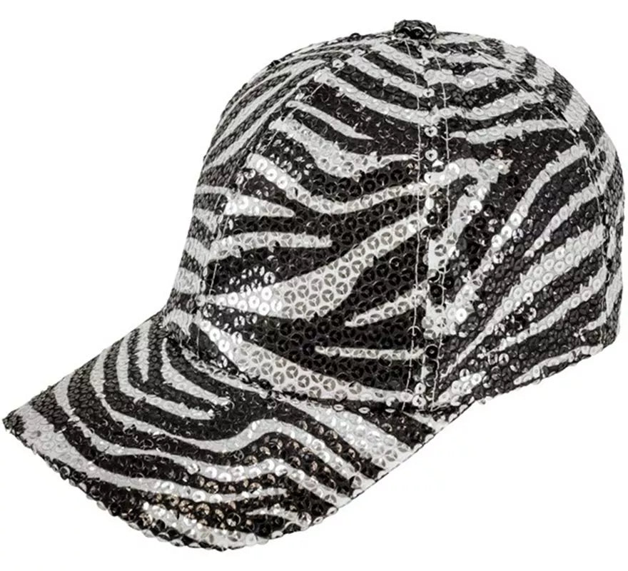 Gorra Animal Print Cebra con Lentejuelas