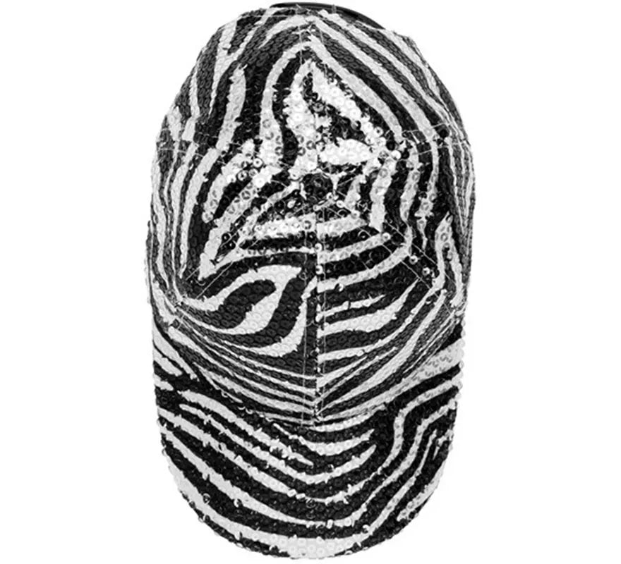 Gorra Animal Print Cebra con Lentejuelas