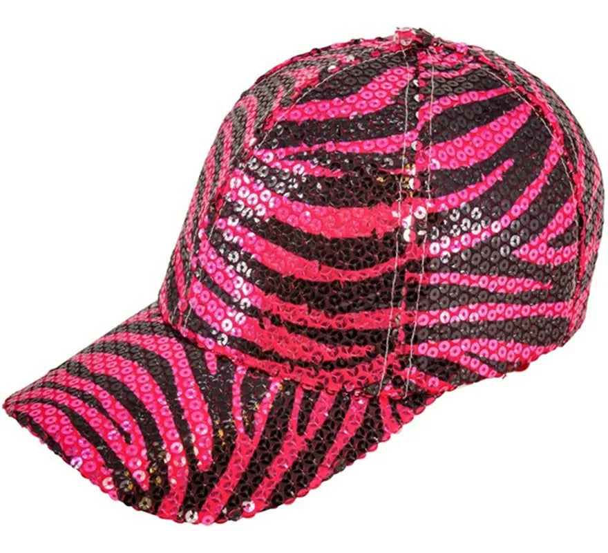 Gorra Animal Print Cebra rosa con Lentejuelas