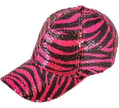 Pink Zebra Animal Print Cap with Sequins