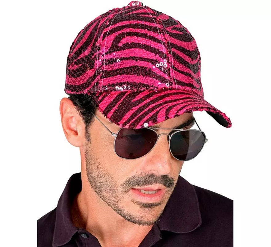 Translation missing: en.Gorra Animal Print Cebra rosa con Lentejuelas