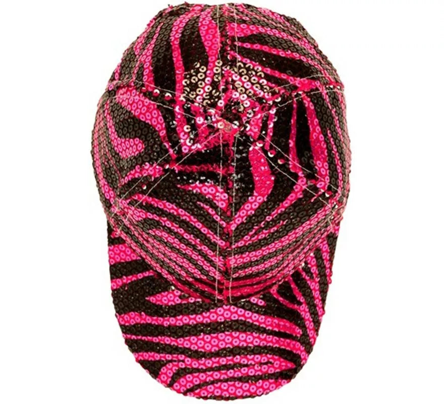 Translation missing: en.Gorra Animal Print Cebra rosa con Lentejuelas