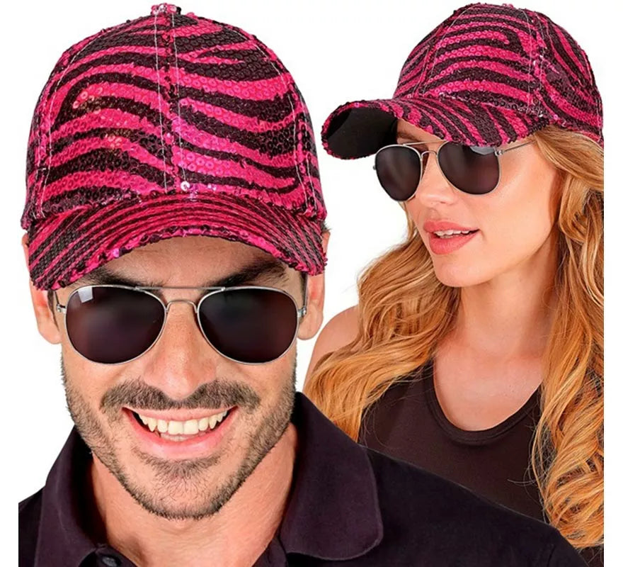 Translation missing: en.Gorra Animal Print Cebra rosa con Lentejuelas