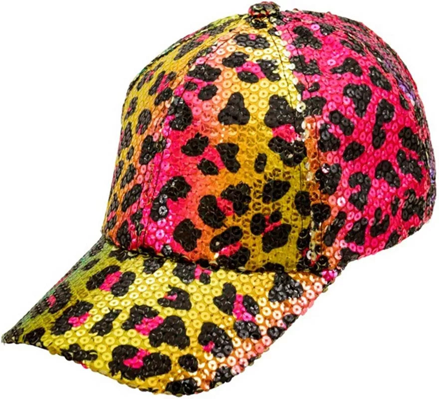 Translation missing: en.Gorra Animal Print Leopardo Arcoíris con Lentejuelas