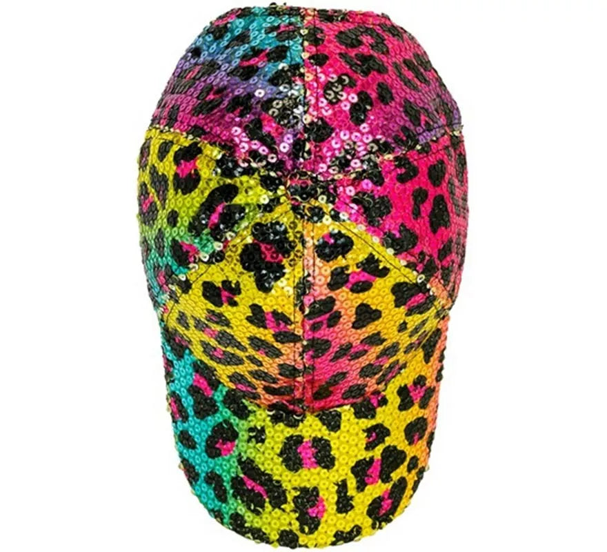 Translation missing: en.Gorra Animal Print Leopardo Arcoíris con Lentejuelas