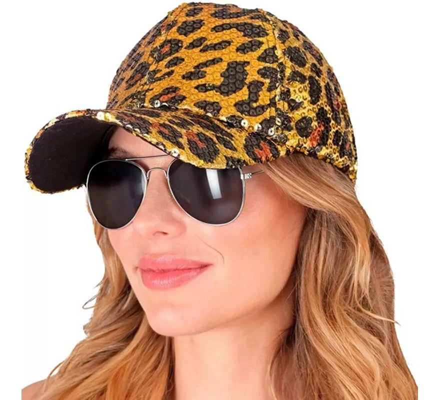 Gorra Animal Print Leopardo con Lentejuelas