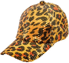 Leopard Animal Print Cap with Sequins