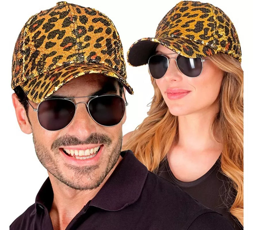 Gorra Animal Print Leopardo con Lentejuelas