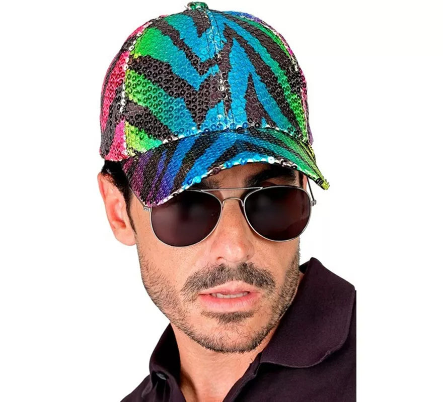 Translation missing: en.Gorra Animal Print Tigre Arcoíris con Lentejuelas