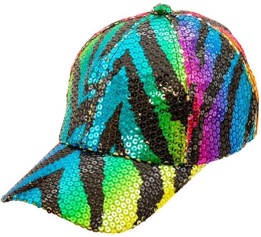 Translation missing: en.Gorra Animal Print Tigre Arcoíris con Lentejuelas