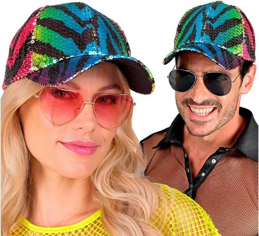 Translation missing: en.Gorra Animal Print Tigre Arcoíris con Lentejuelas