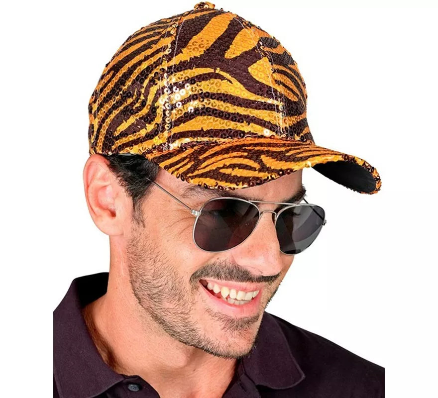 Gorra Animal Print Tigre con Lentejuelas
