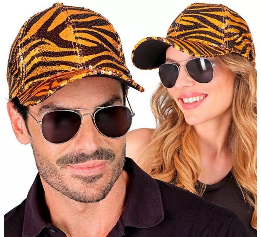 Gorra Animal Print Tigre con Lentejuelas