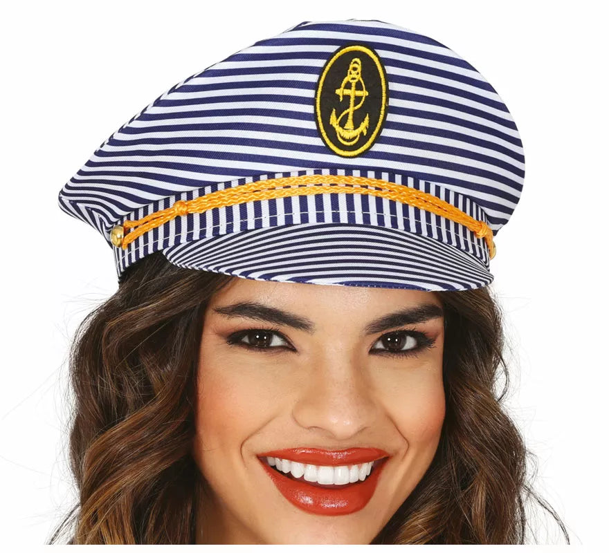 Translation missing: en.Gorra de Capitán Marinero a rayas adulto