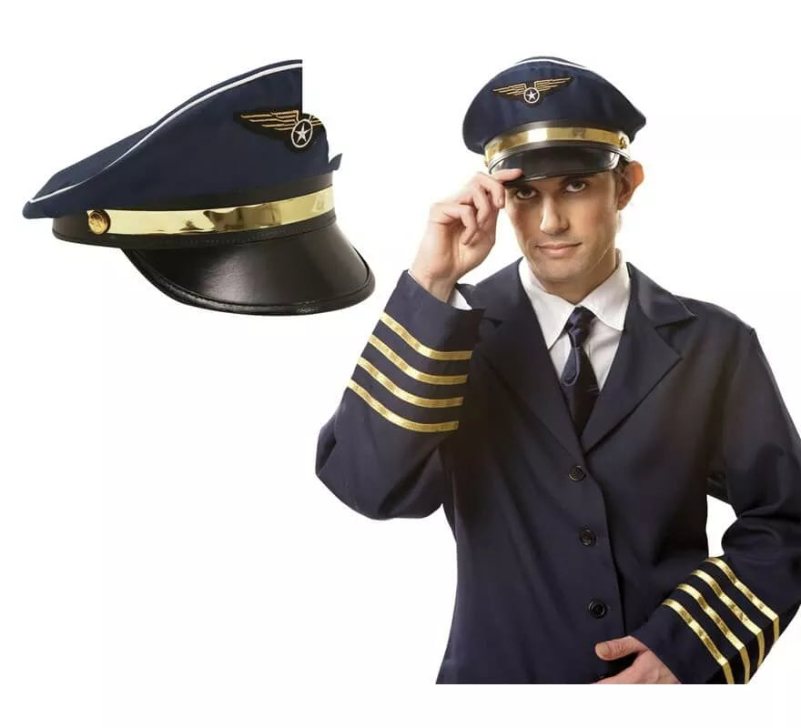 Translation missing: en.Gorra de Piloto de Aviación azul con Insignia