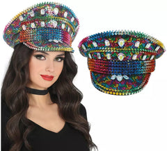 Adult Rainbow Police Cap with Studs