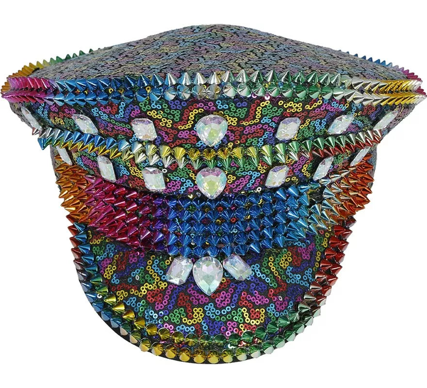 Translation missing: en.Gorra de Policía Arcoíris con Tachuelas adultos