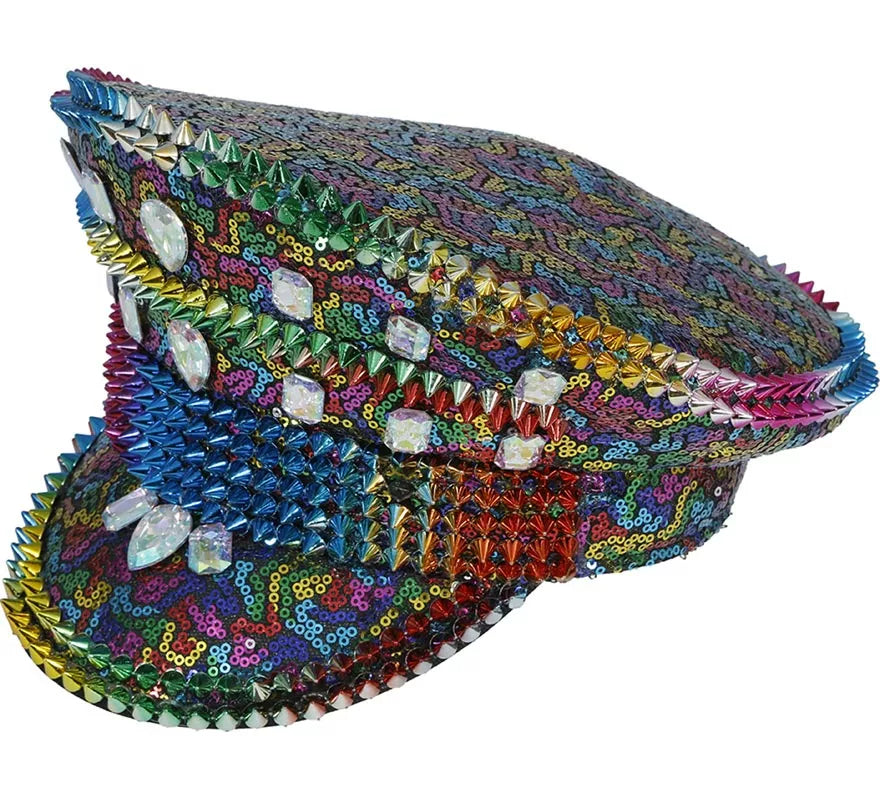 Translation missing: en.Gorra de Policía Arcoíris con Tachuelas adultos