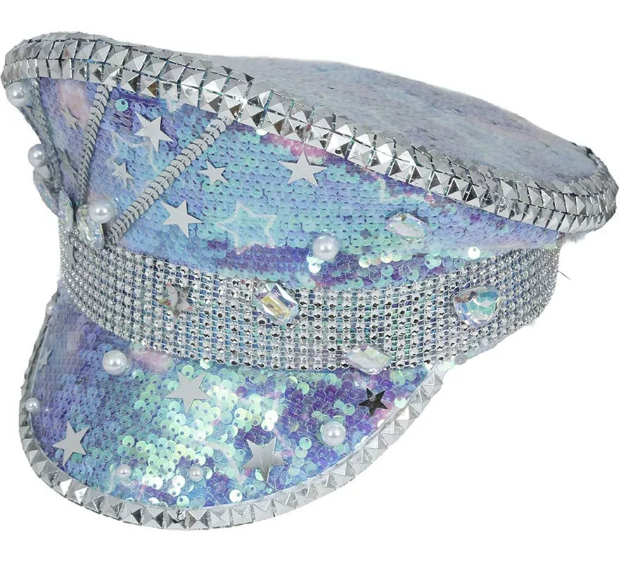 Gorra de Policía azul con Perlas adultos