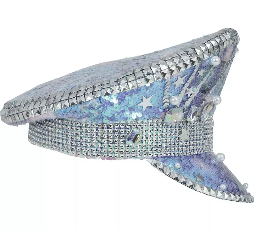 Gorra de Policía azul con Perlas adultos
