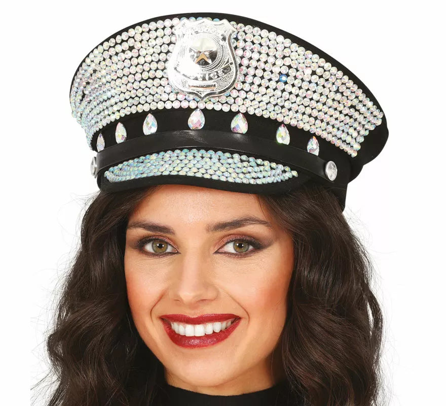 Translation missing: en.Gorra de Policía con brillantes adulto