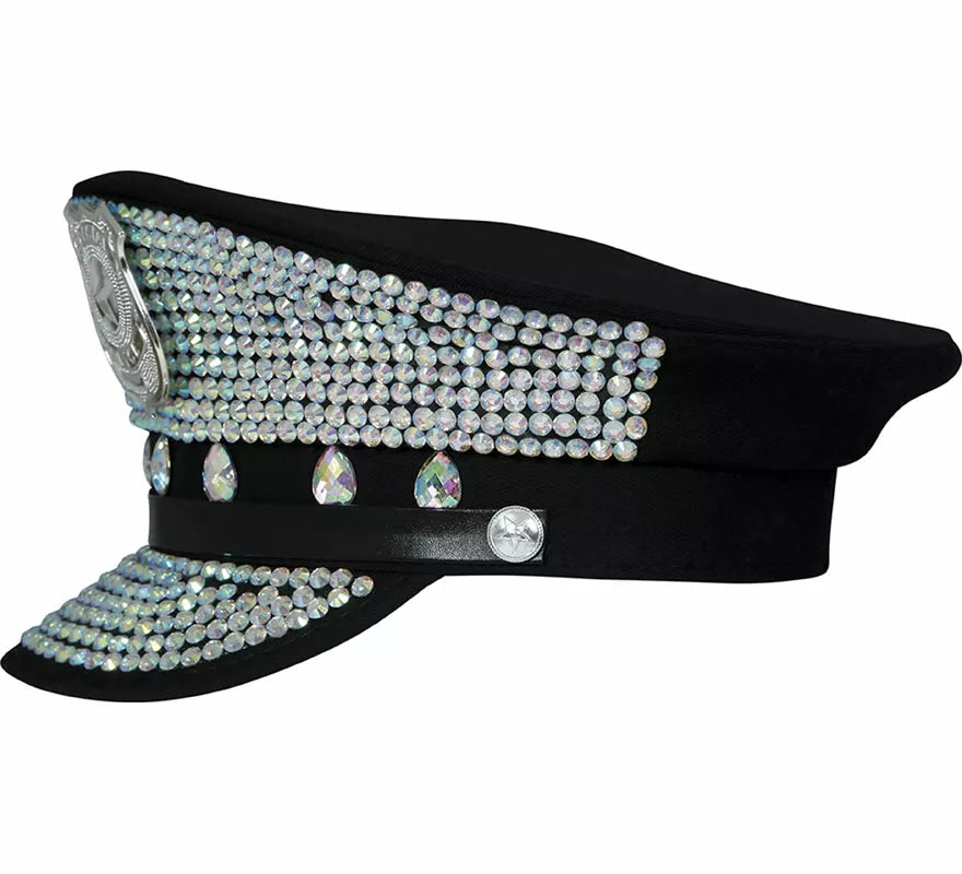 Gorra de Policía con brillantes adulto