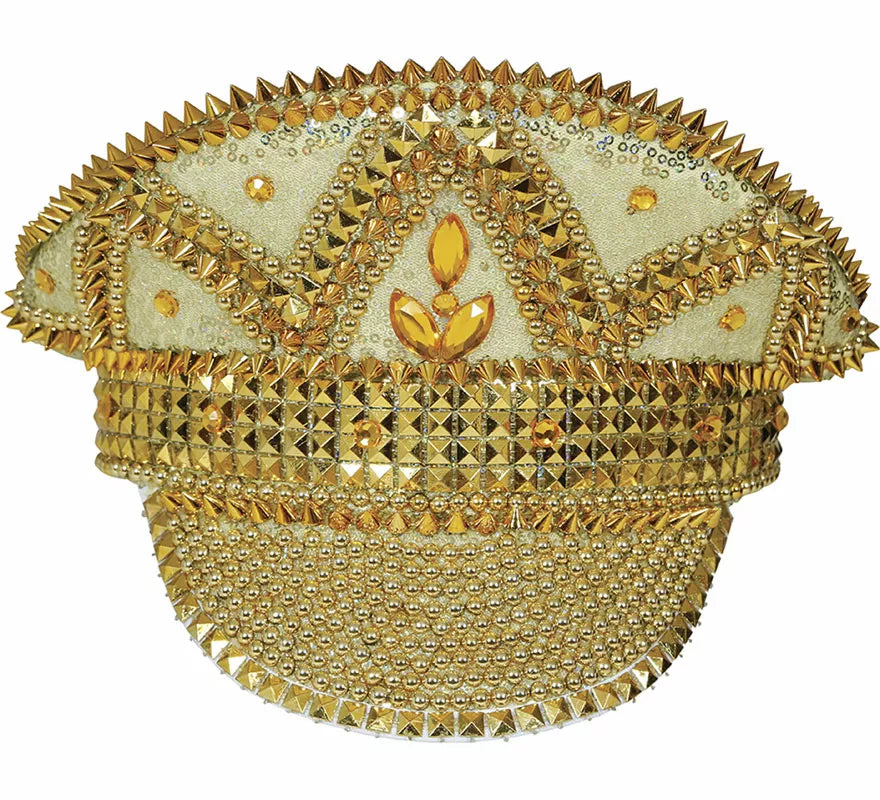 Translation missing: en.Gorra de Policía dorado con pedrería adulto