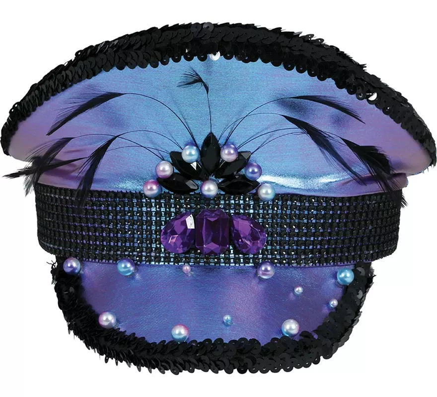 Translation missing: en.Gorra de Policía morada con Plumas adultos