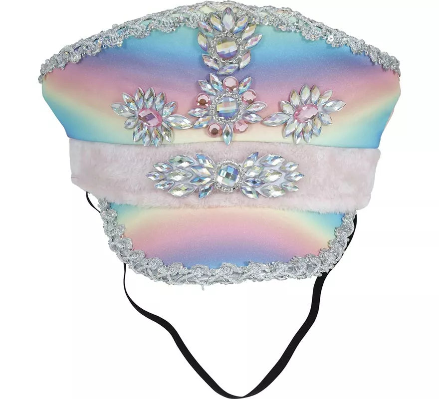 Translation missing: en.Gorra de Policía multicolor con Cinta rosa adultos