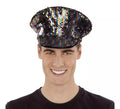 Gorra de Policía negra con lentejuelas Arcoíris
