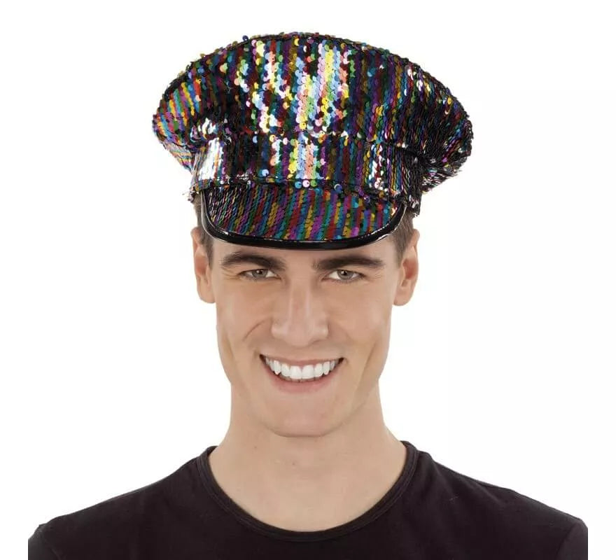 Translation missing: en.Gorra de Policía negra con lentejuelas Arcoíris