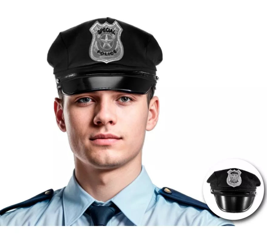 Translation missing: en.Gorra de Policía negro adulto