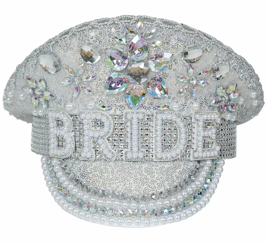 Translation missing: en.Gorra de Policía plateado Bride con pedrería adulto