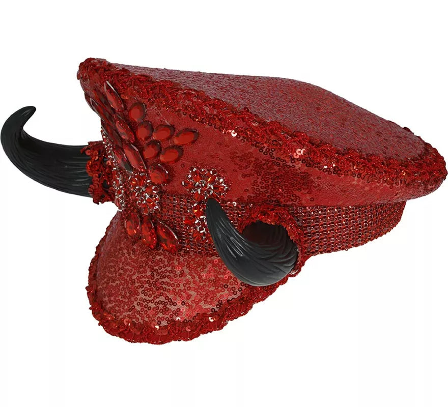 Gorra de Policía roja con Cuernos adultos